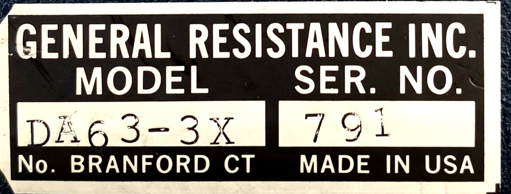 GENERAL RESISTANCE DA63-3X RESISTANCE DECADE BOX