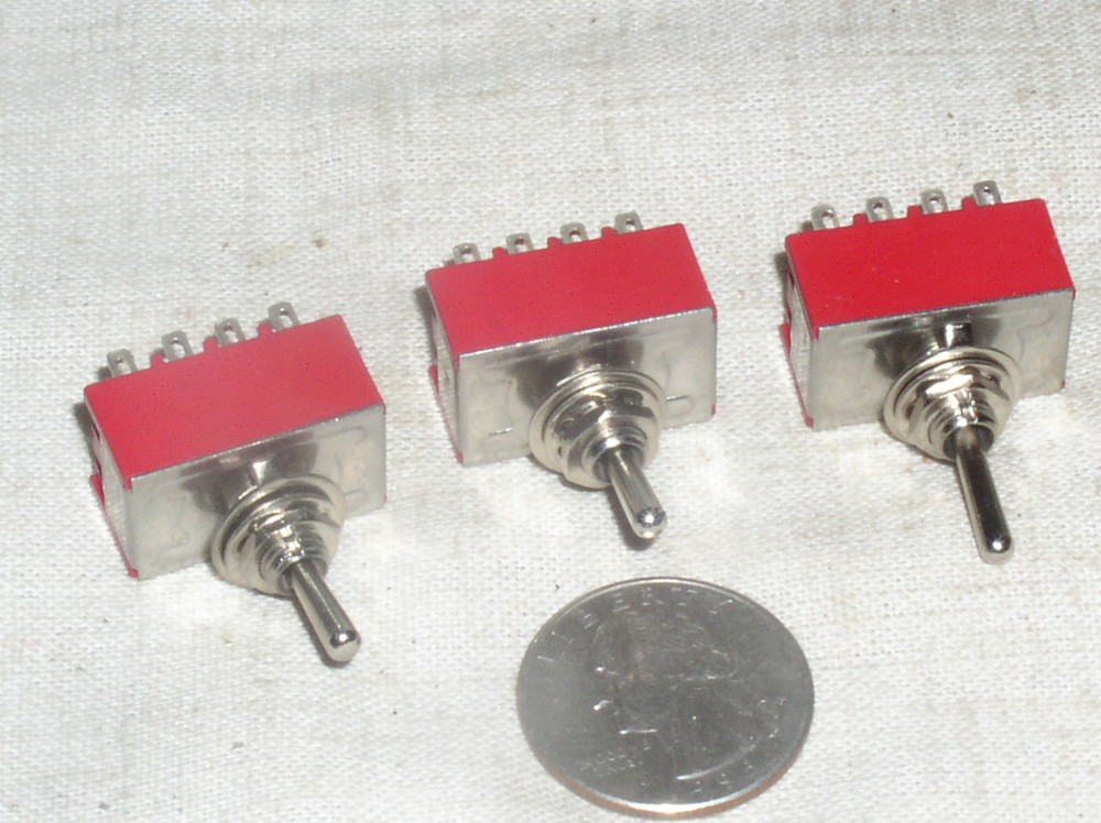 3 MINI PROJECT TRAIN SET TOGGLE SWITCH 4PDT 4P2T MULTI 4 POLE ON-ON 6A 6 A USA