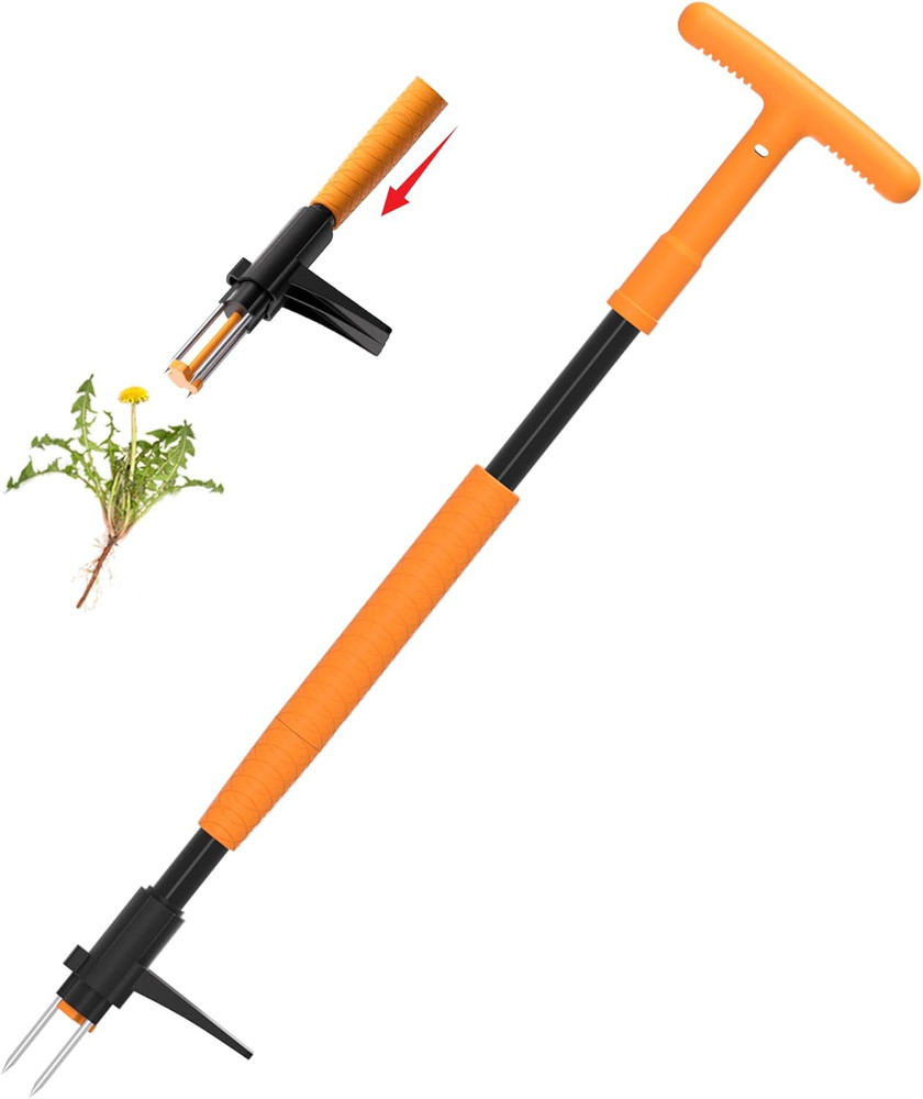 Weed Puller Tool, Fully Stand up Weeding Tool with 3 Claws - Zero Bending and Ba