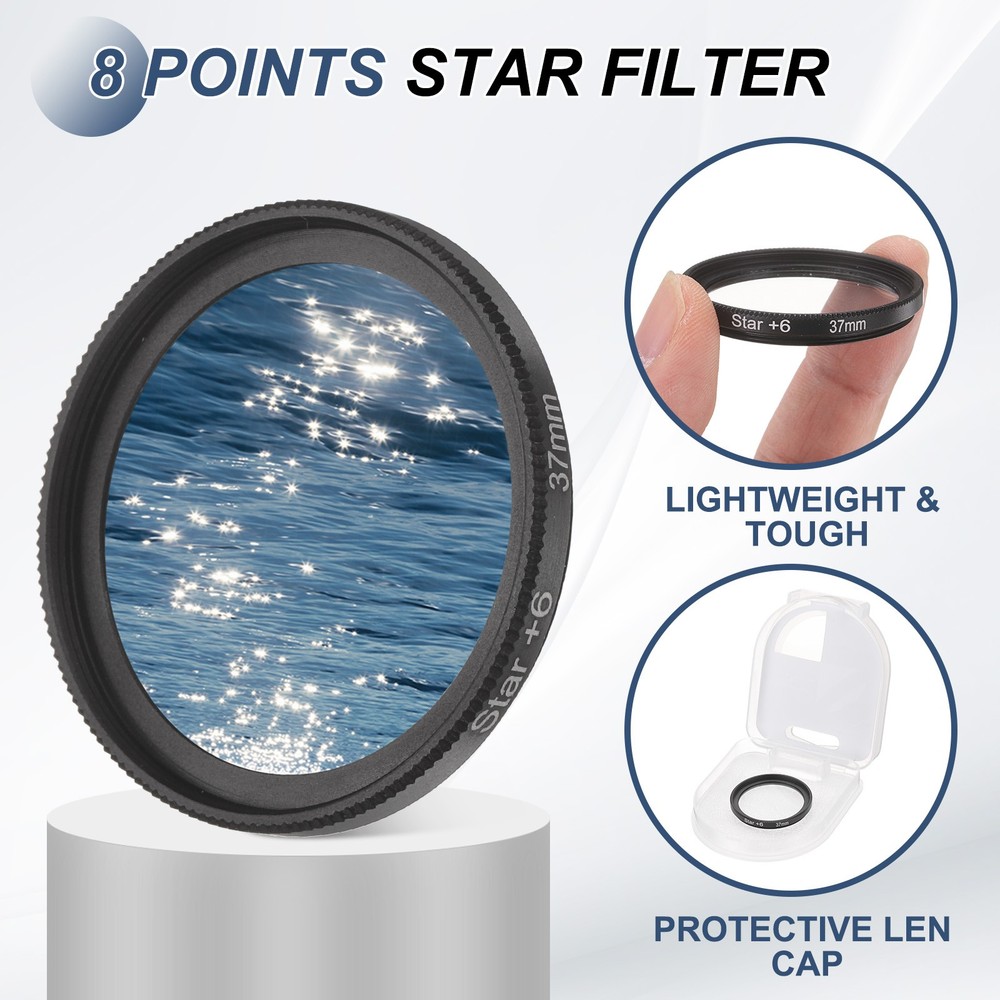 58mm Star Filter 8 Points Starburst Len Filter Variable Twinkle Effect Black