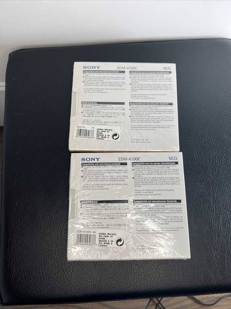 Two SONY EDM-4100C 4.1GB MAGNETO OPTICAL DISK 512 BYTE New SEALED