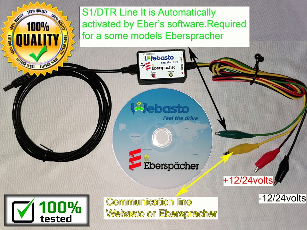 Eberspacher Webasto USB Diagnostic Adapter Interface Cable Automotive Heaters