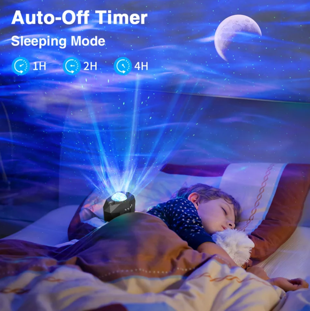 3-in-1 LED Galaxy Moon Projector: 55 Effects, Bluetooth, Timer, Parties - Decor