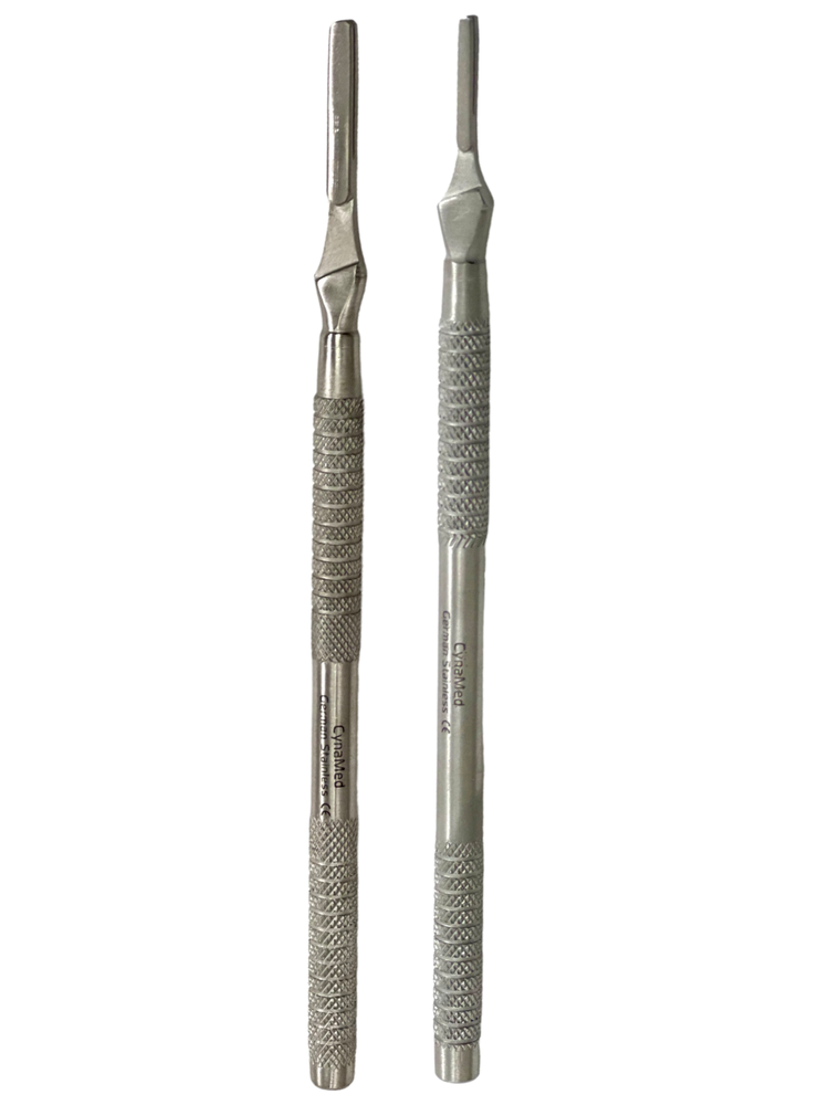 2 Pack - Scalpel Handle #3 and #4, Long Handle, Plastic, with Scale, Round A+