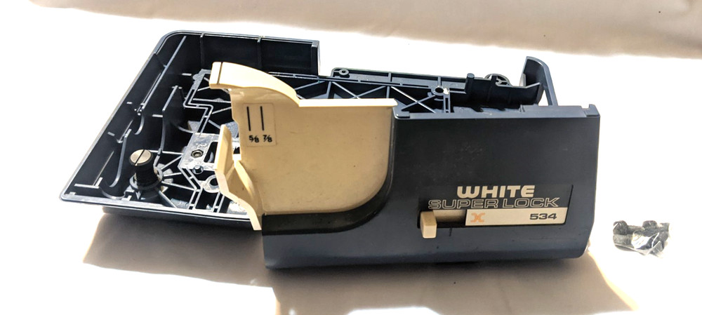 White Superlock 534 Sewing Machine Serger Base w/ Feet + Front Access Door Panel