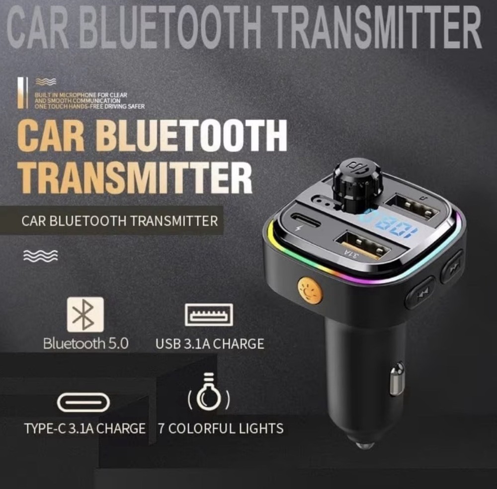 Fm Transmitter - Transmitter Stereo - Fm Transmitter - 2 USB Ports, 1 USB C