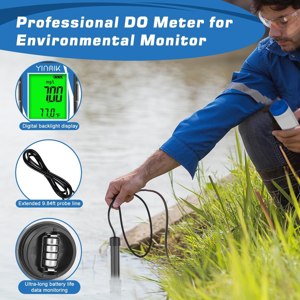 YINMIK Dissolved Oxygen Meter Digital Dissolved Oxygen Test kit for Aquarium Oxy