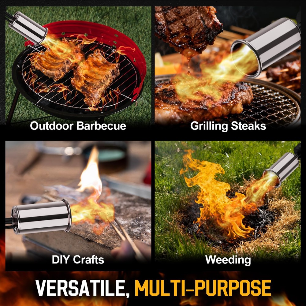 Siasky Propane Torch with One-Click Max Fire, Flame Thrower Gun Silver