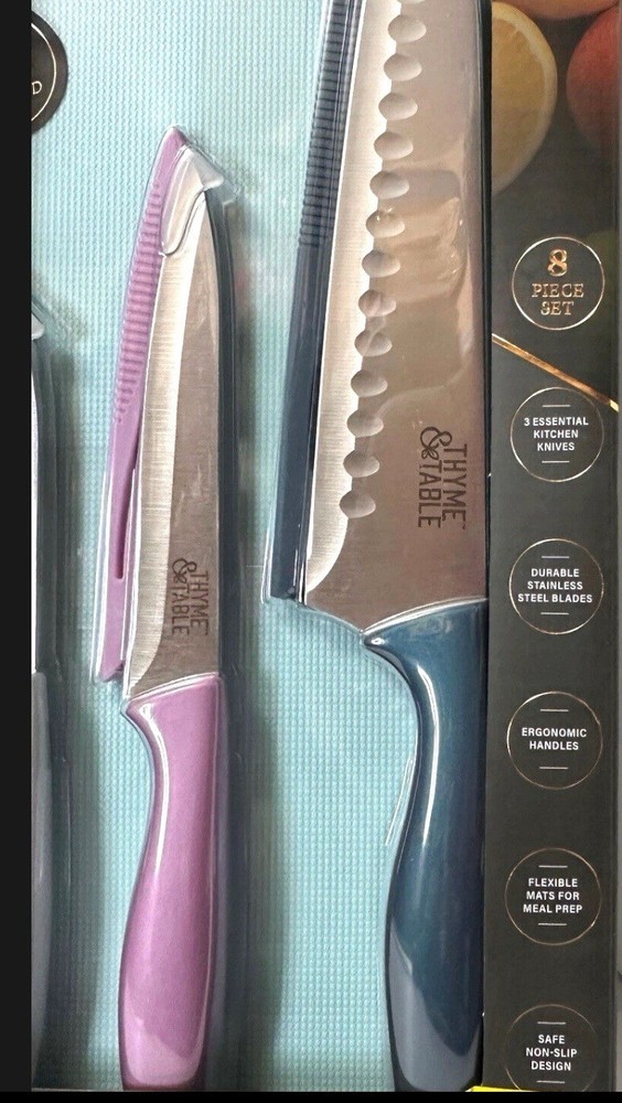 Thyme & Table 8 Pc Knife & Cutting Mat Set -BRAND NEW Sealed