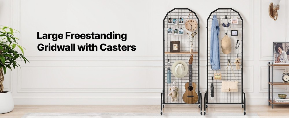 Display Grid Rack 2 Pcs 5.4 ft Panel Detachable Stand Craft Art Gridwall Tower