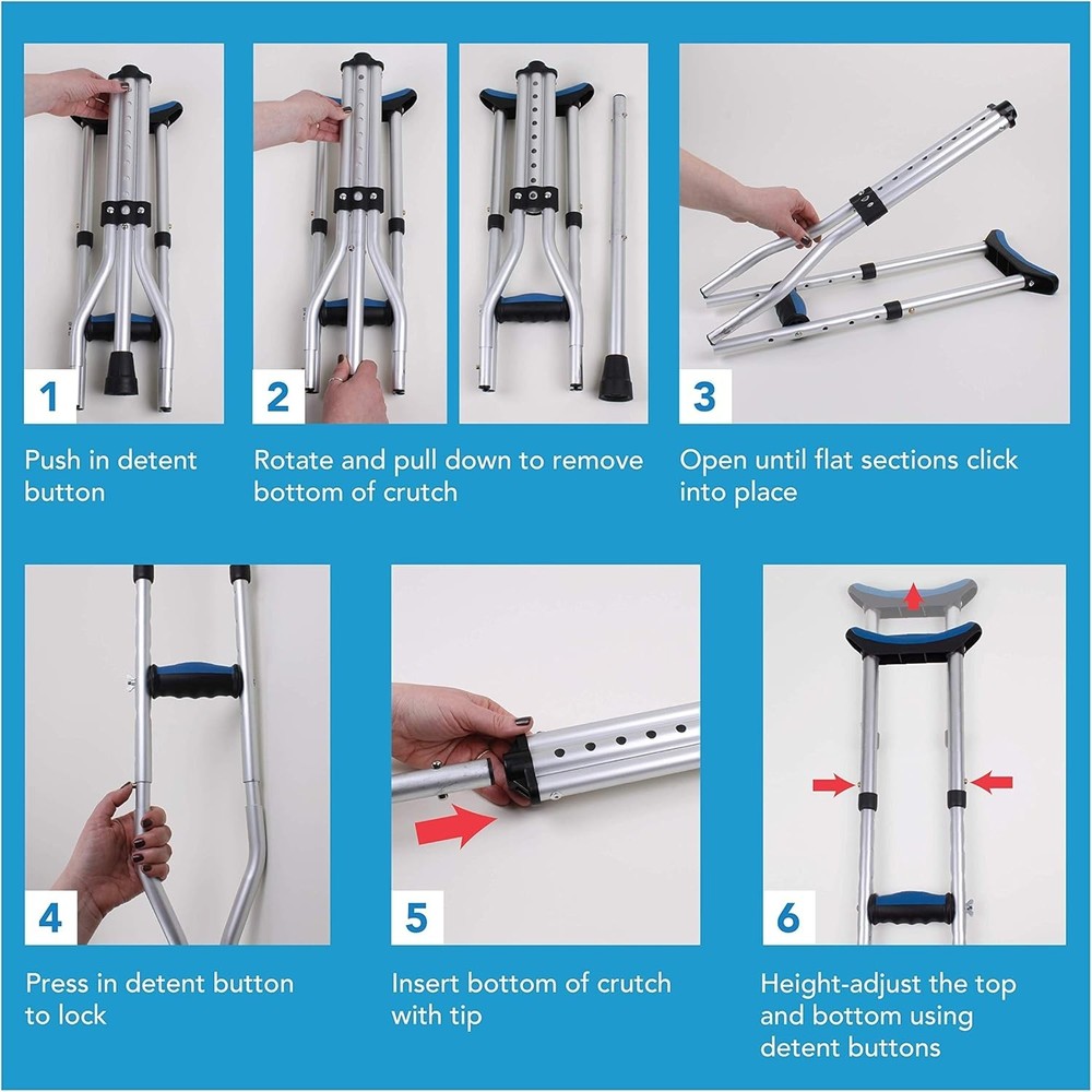 Universal Folding Crutches for Kids & Adults - Compact, Durable & Comfortable