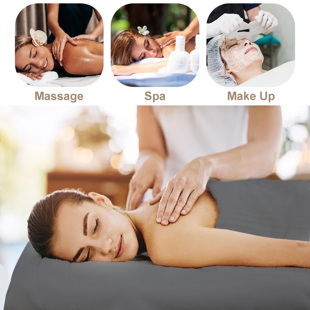 4 Set Massage Table Sheets Sets, 12Pcs Reusable Soft Microfiber Massage Bed S...