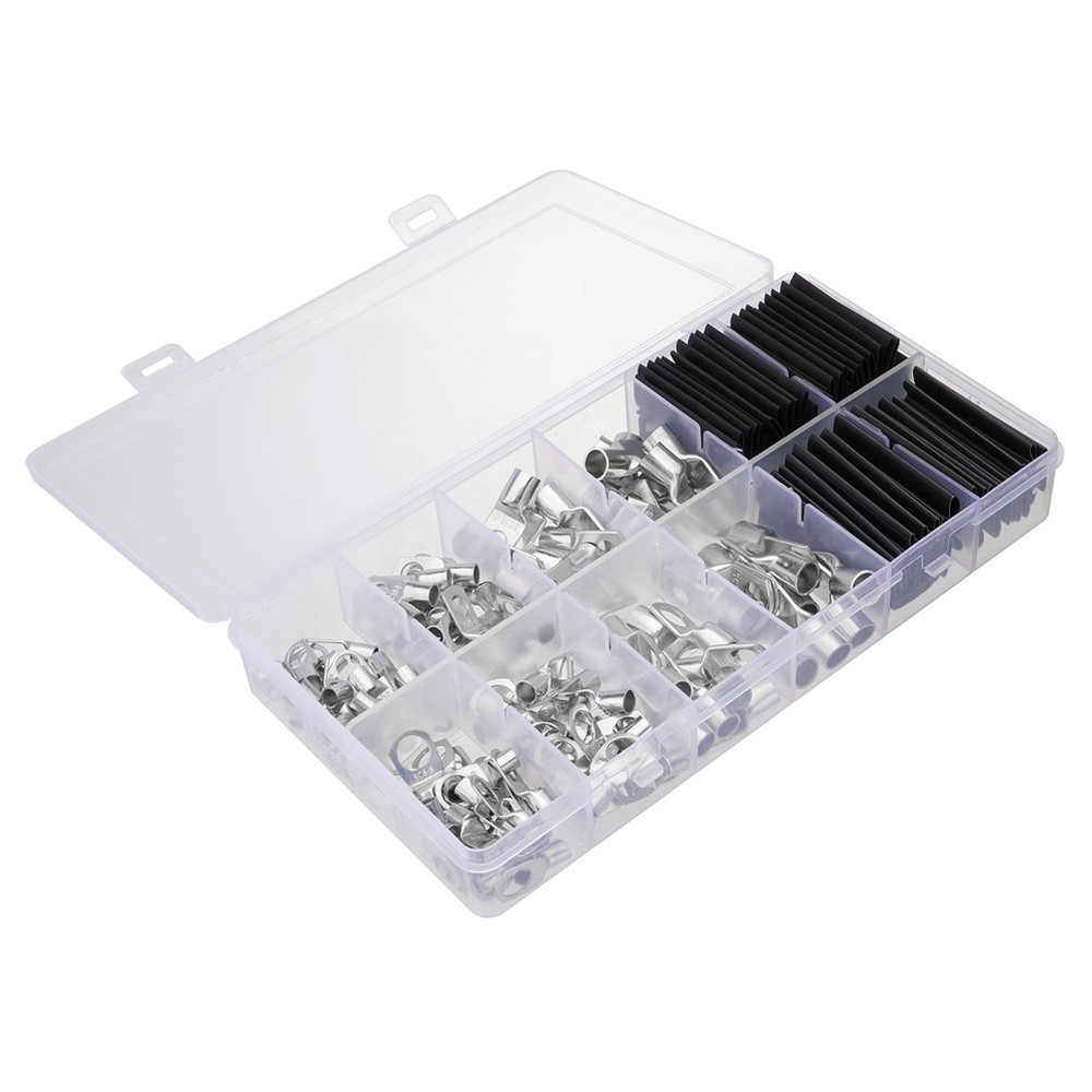 280PCS Copper Lugs Ring Terminals Bare Battery Welding Crimp Wire Connectors Kit