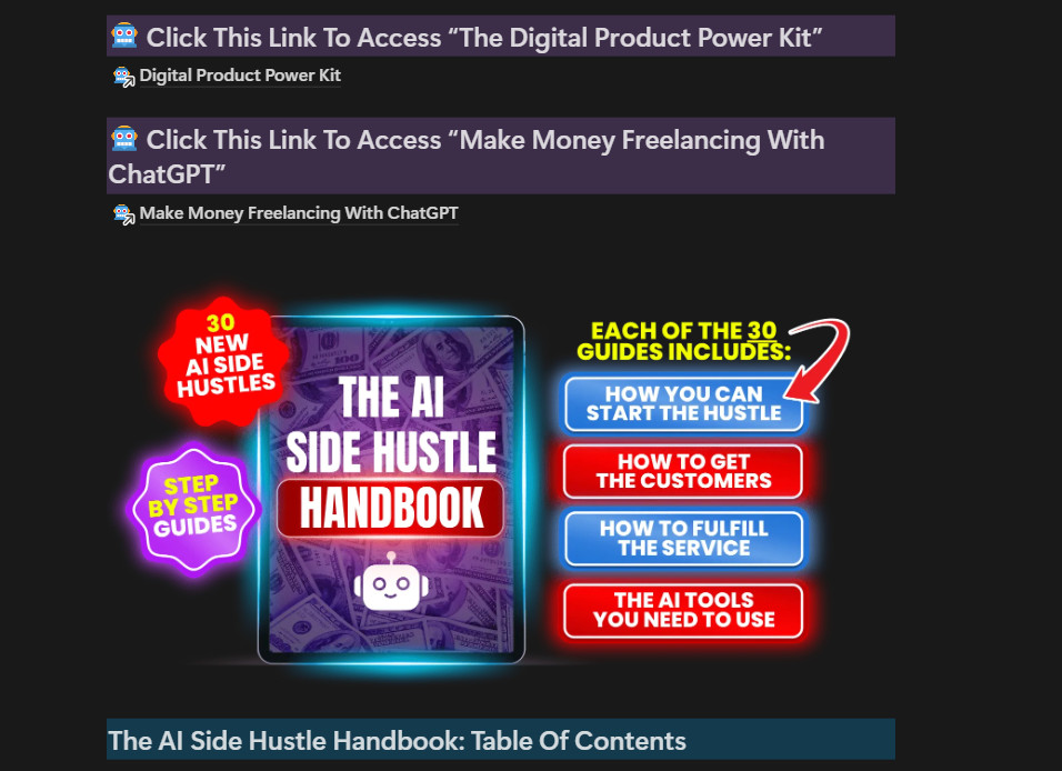 Notion Site: AI Side Hustle Accelerator