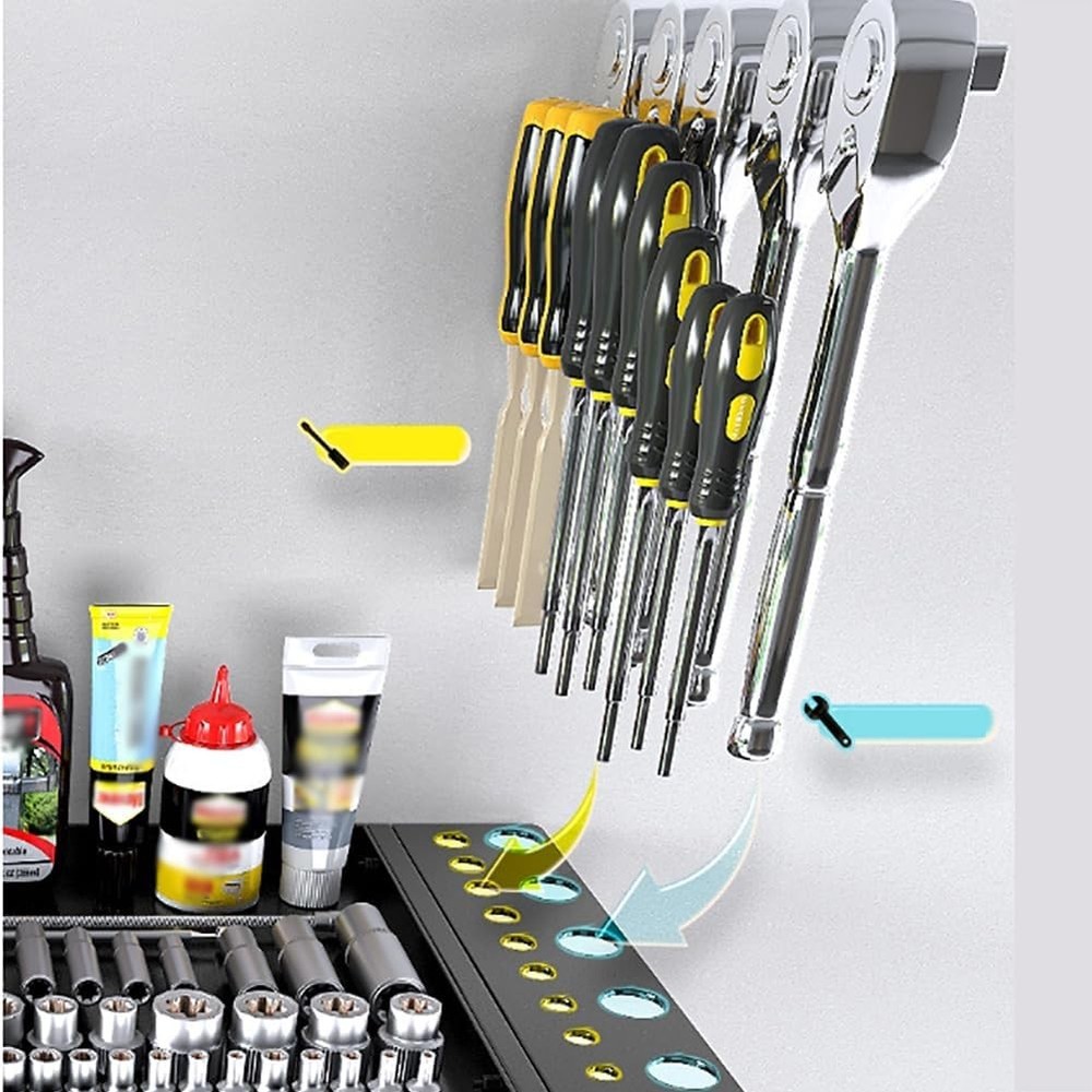 Power Tool Storage Rack 4-Layer Wall Mounted with Drill Holder Screwdriver Rack