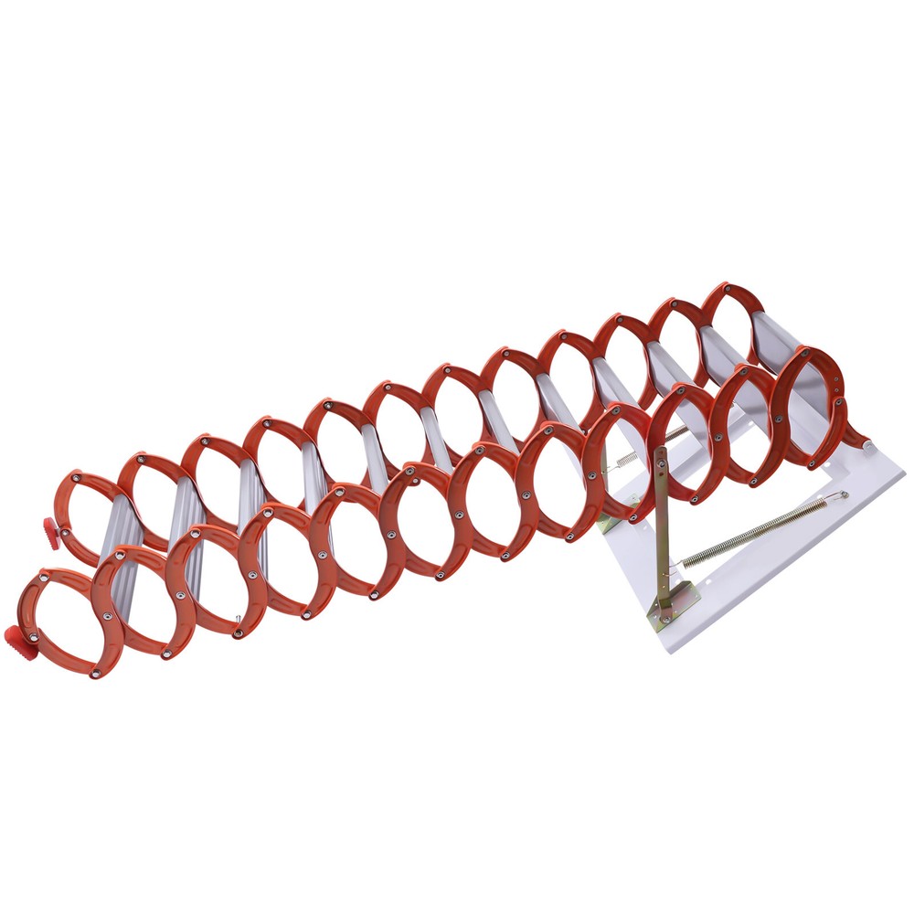 Folding Retractable Wall-Mounted Pull Down Stairs Attic Ladder 12-Steps Ladder