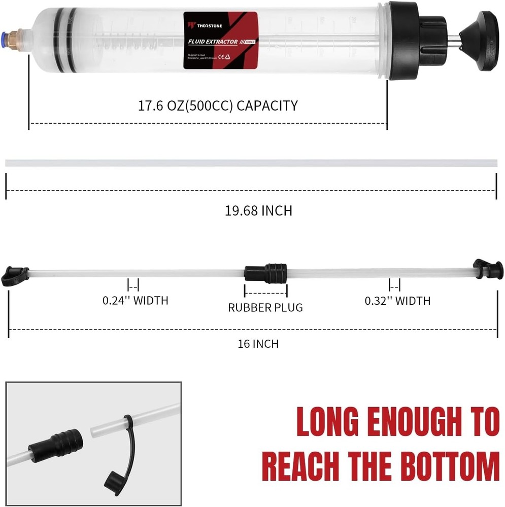 Chemical Resistant Manual Fluid Extractor - 500cc Capacity with Locking Adapter