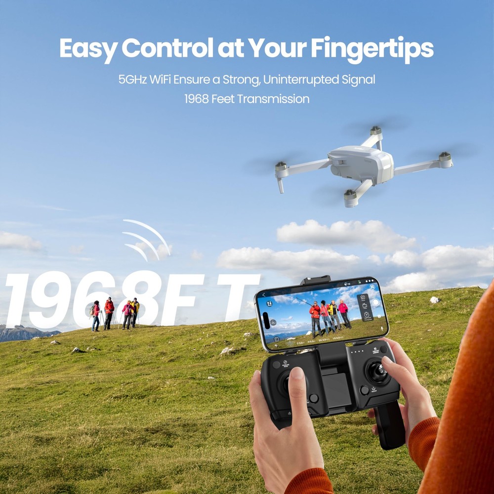 4K GPS Drone with Camera, FPV, Auto Return, 46 Min Flight, Foldable, 249g