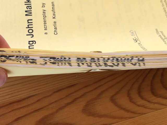 BEING JOHN MALKOVICH Original Script - Numbered. #45 of 60.