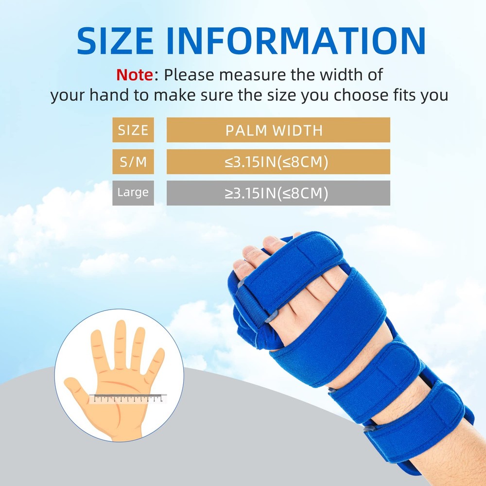 Fanwer Resting Hand Splint, Stroke Therapy One Size, Medium Right