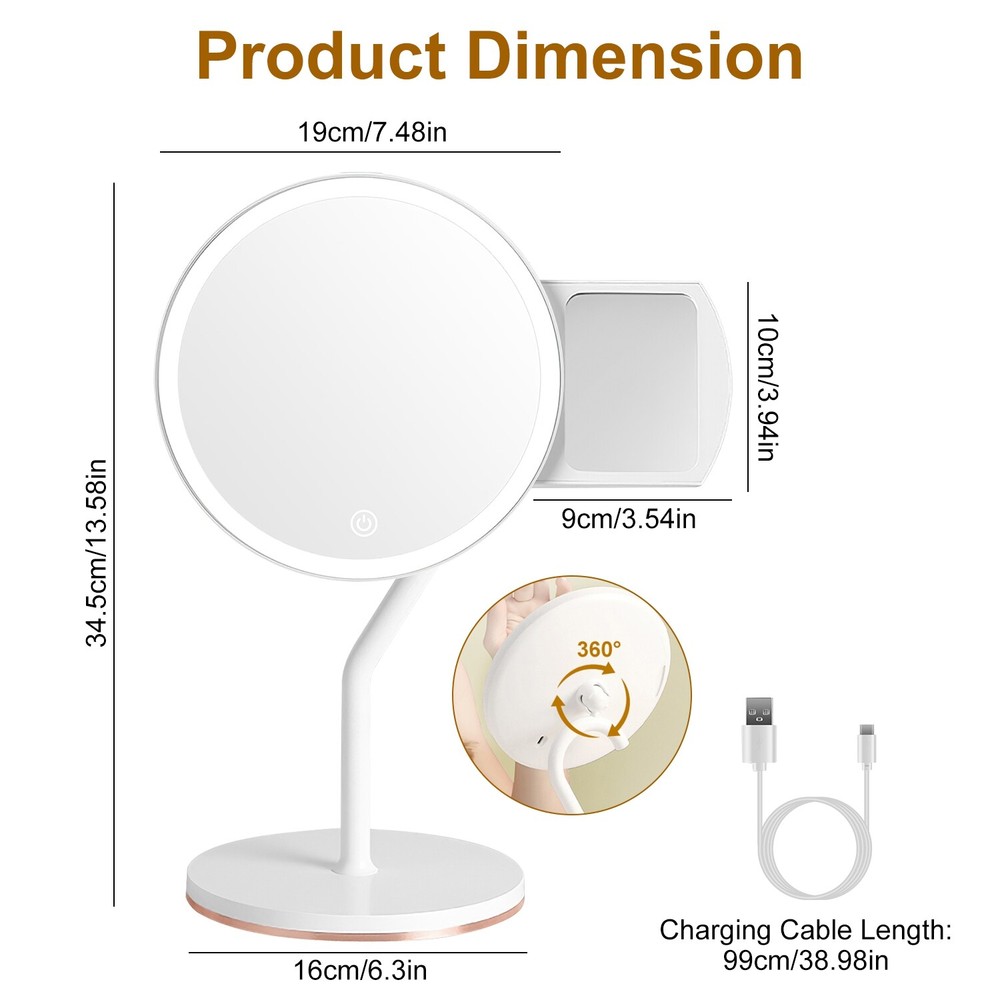 5X Lighted Makeup Mirror Bedroom Magnification Mirror Bedroom Lighted Mirror US