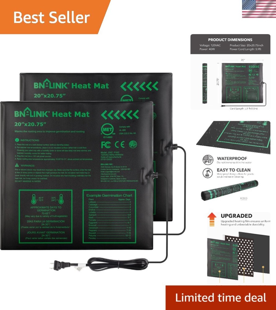 2-Pack Waterproof Hydroponic Heat Mats - Perfect for Seed Starting & Germination