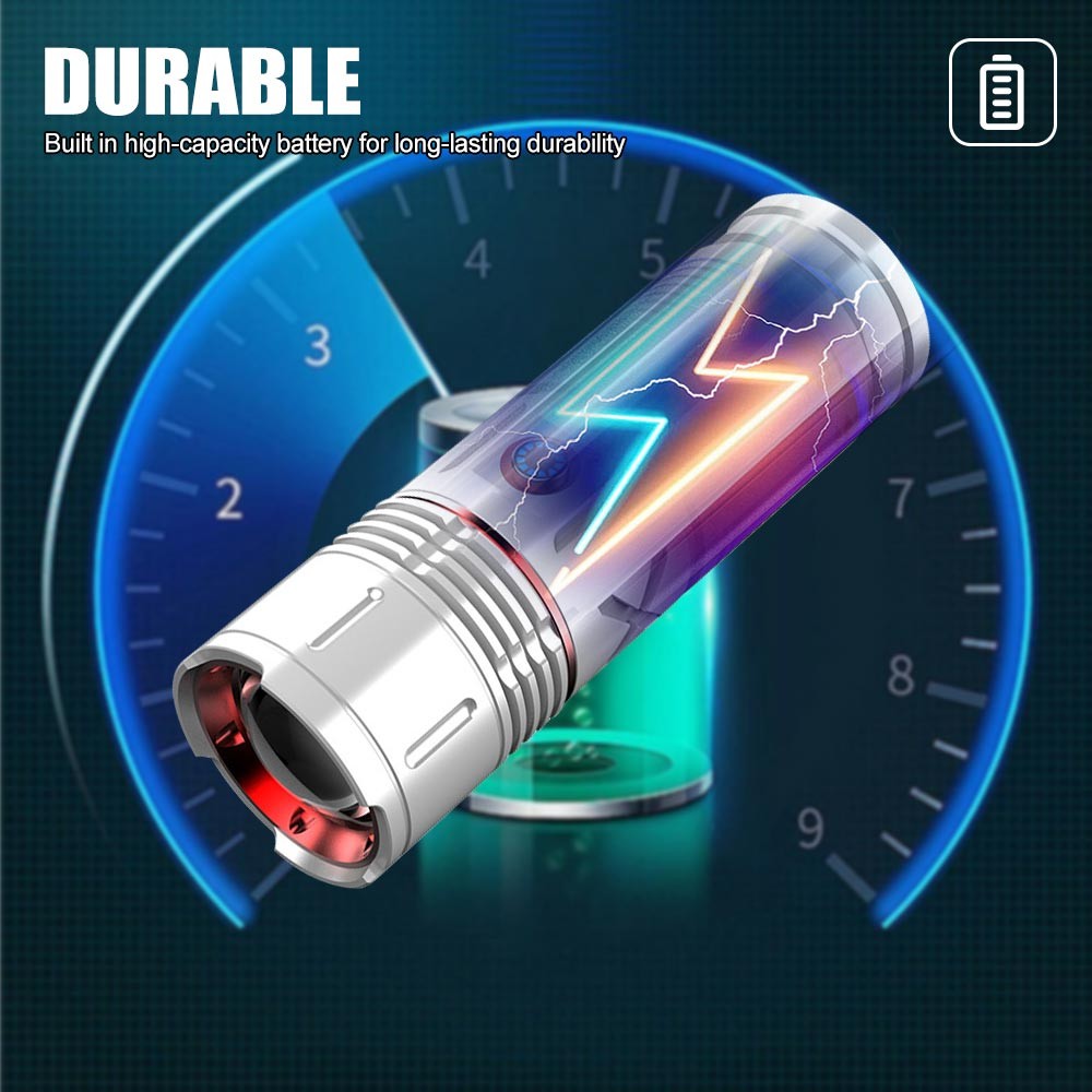Laser White LED Flashlight TYPE-C Charging Super Bright Torch Zoomable Light US