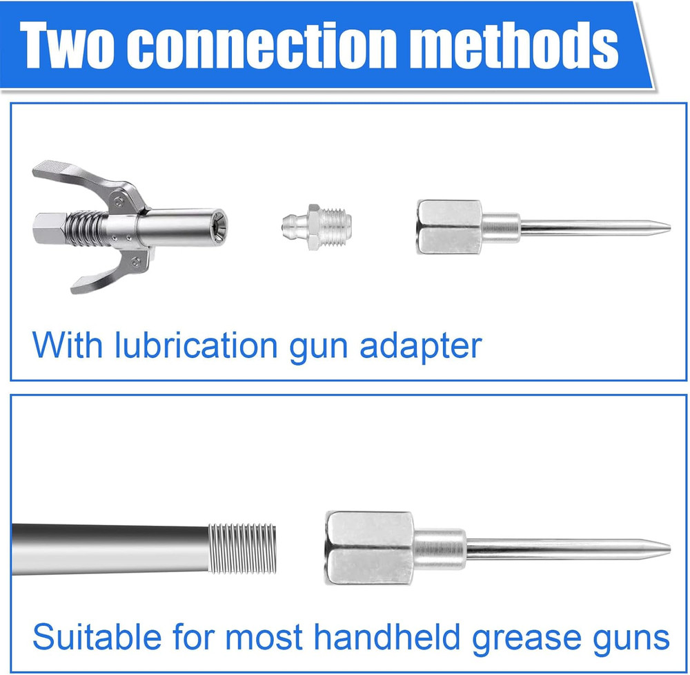 7Pcs Grease Gun Accessory Kit, Including 3 Grease Nozzle 1 Needle Dispenser Rubb