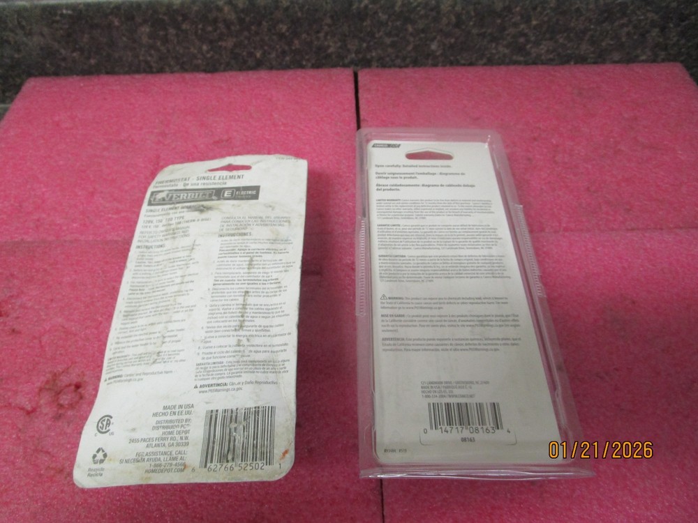 Qty (2) NEW Water Heater Thermostats (1) Everbilt 1000 042 08 & (1) Camco 08163