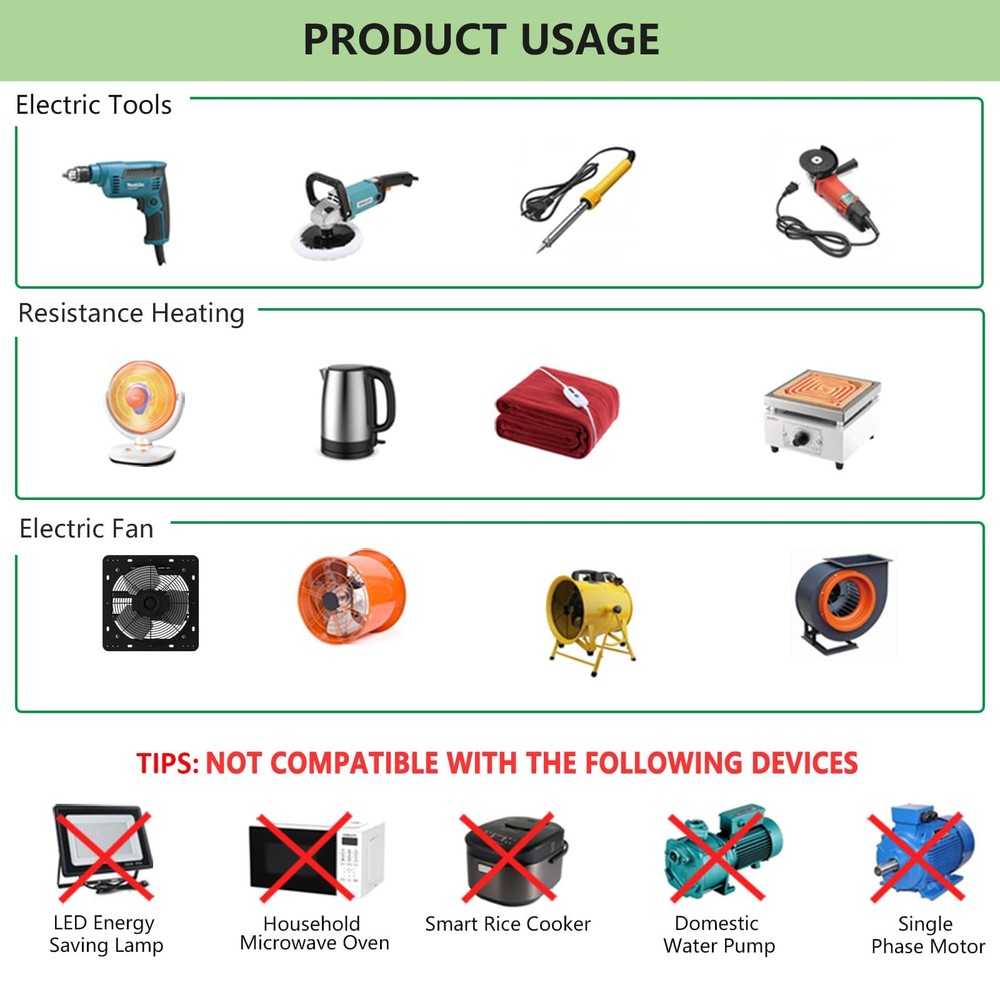 AC Motor Speed Controller 120V 15A Variable Brushed Motor Fan Router Drill Sp...