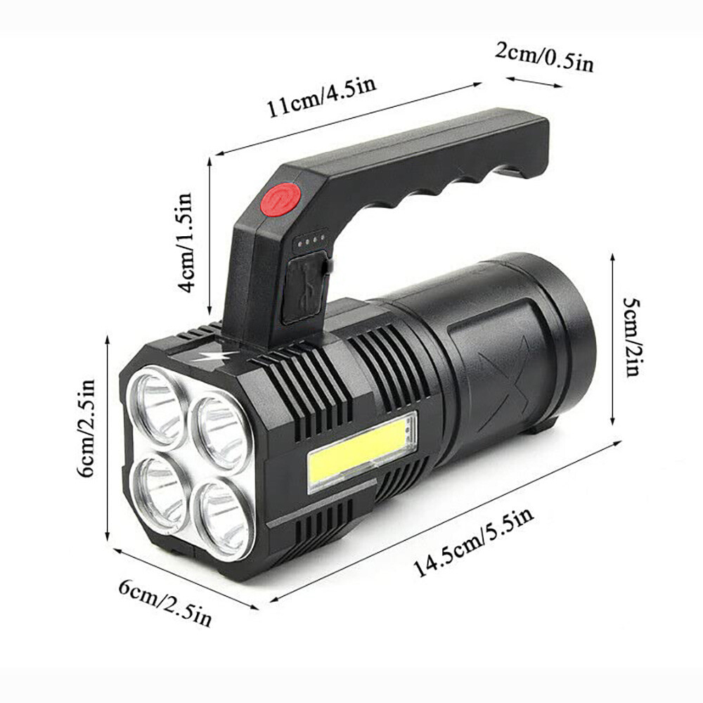 Super Bright 12000000LM Torch 4 LED Flashlight USB Rechargeable Tactical lights