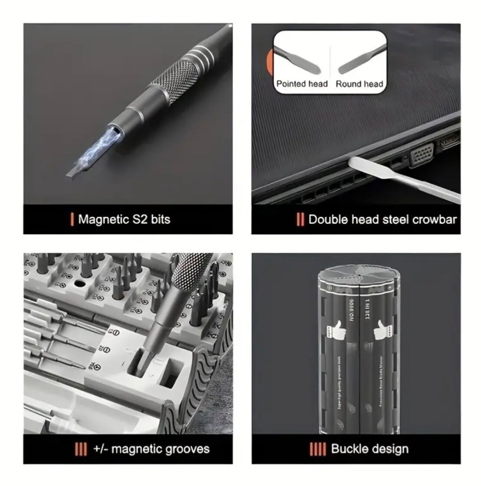 128 in 1 Precision Screwdriver Set Magnetic Bit Kit Multi-Function Stainless