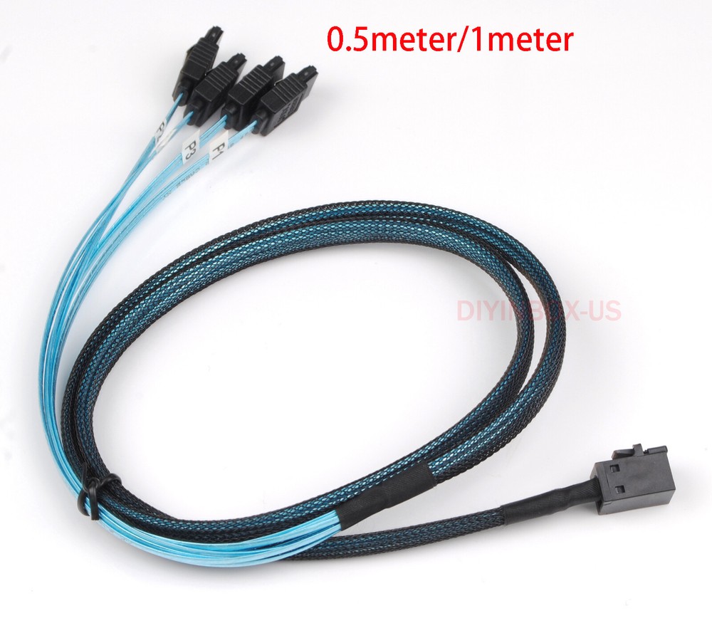 6G Internal MiniSAS HD SFF-8643 to 4 SATA 7pin Hard Disk Data Server Raid Cable