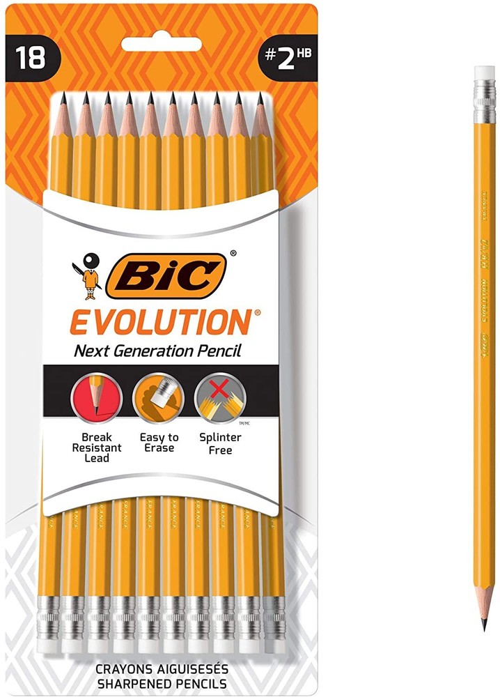 Pack Of 3, BIC Evolution Cased Pencil, #2 Lead, Yellow Barrel, 18-Count