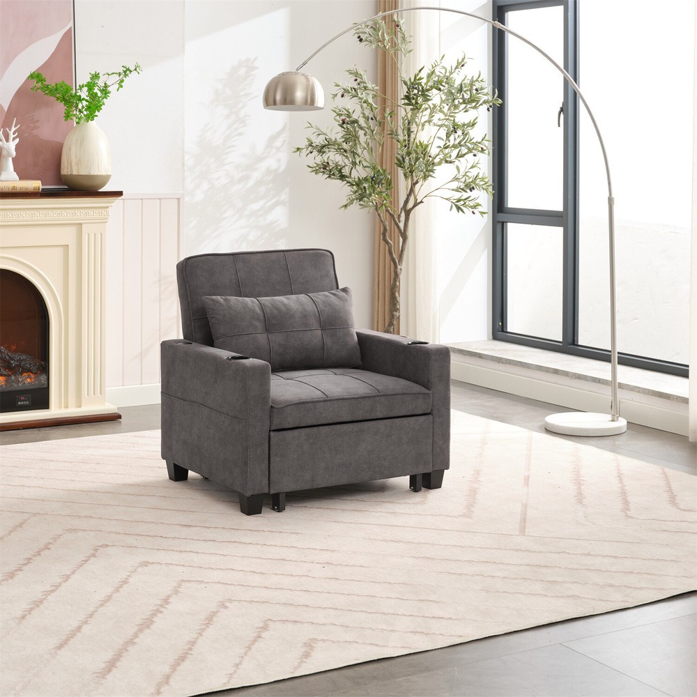 Convertible Sleeper Sofa Bed 3-in-1 Multi-Function Folding Sofa Bed w/ USB Ports