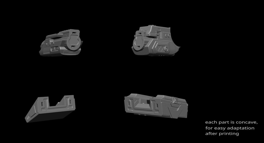 Predator Shoulder Cannon plasma Two Size File STL – OBJ for 3D Printing