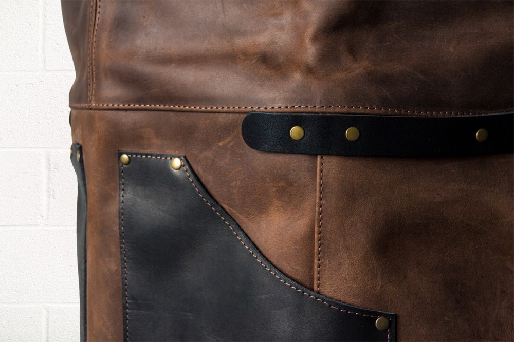 Adjustable Black&Brown Leather Work Apron BeaverCraft AP3X