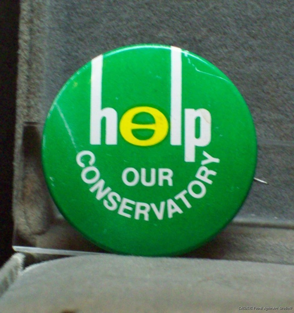 Vintage 1970s Help Our Conservatory Cause Button Ecology Symbol Protest Pin Old