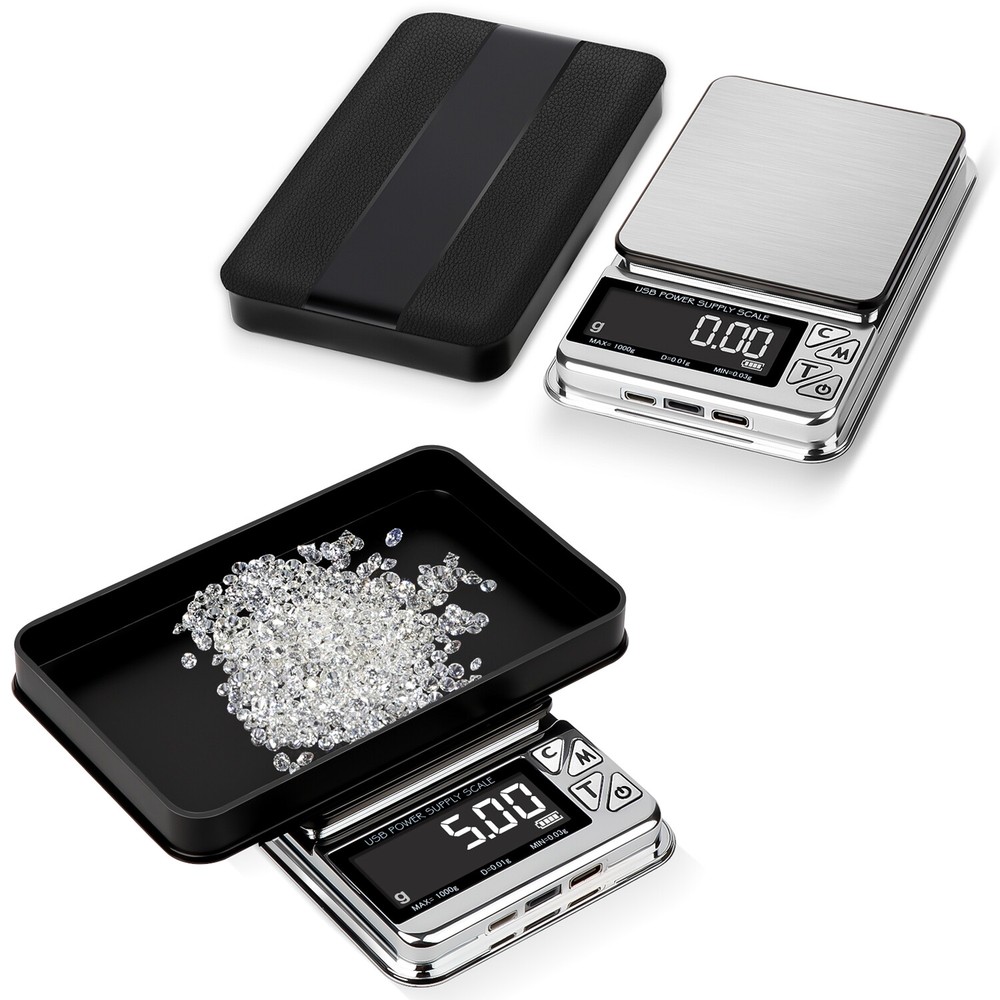 For Mini Jewelry Electronic Scale 1000g x 0.01 USB Charging Small Kitchen Scale