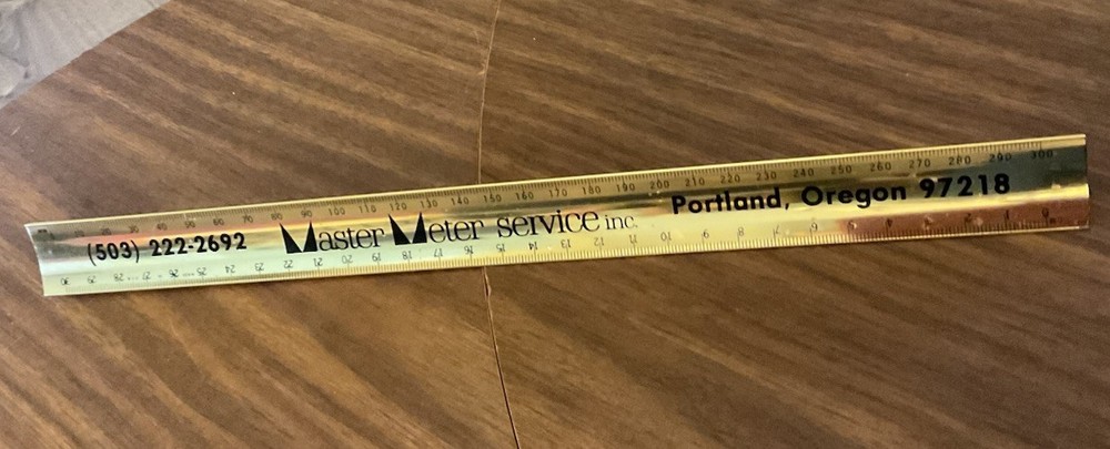 Vintage Triangular Architect Drafting Scales 3 Sided Ruler Metal Brass NOS