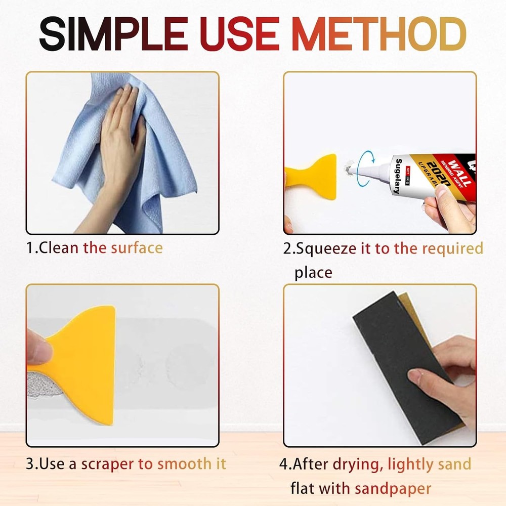 Drywall Patch Repair Kit with Scraper, Wall Spackle Paste, 2 Pack