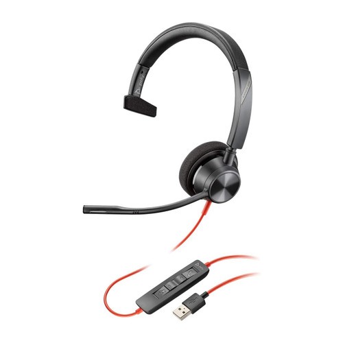 Poly Blackwire 3310 - Wired, Single Ear Mono Headset with Boom Mic - USB-A