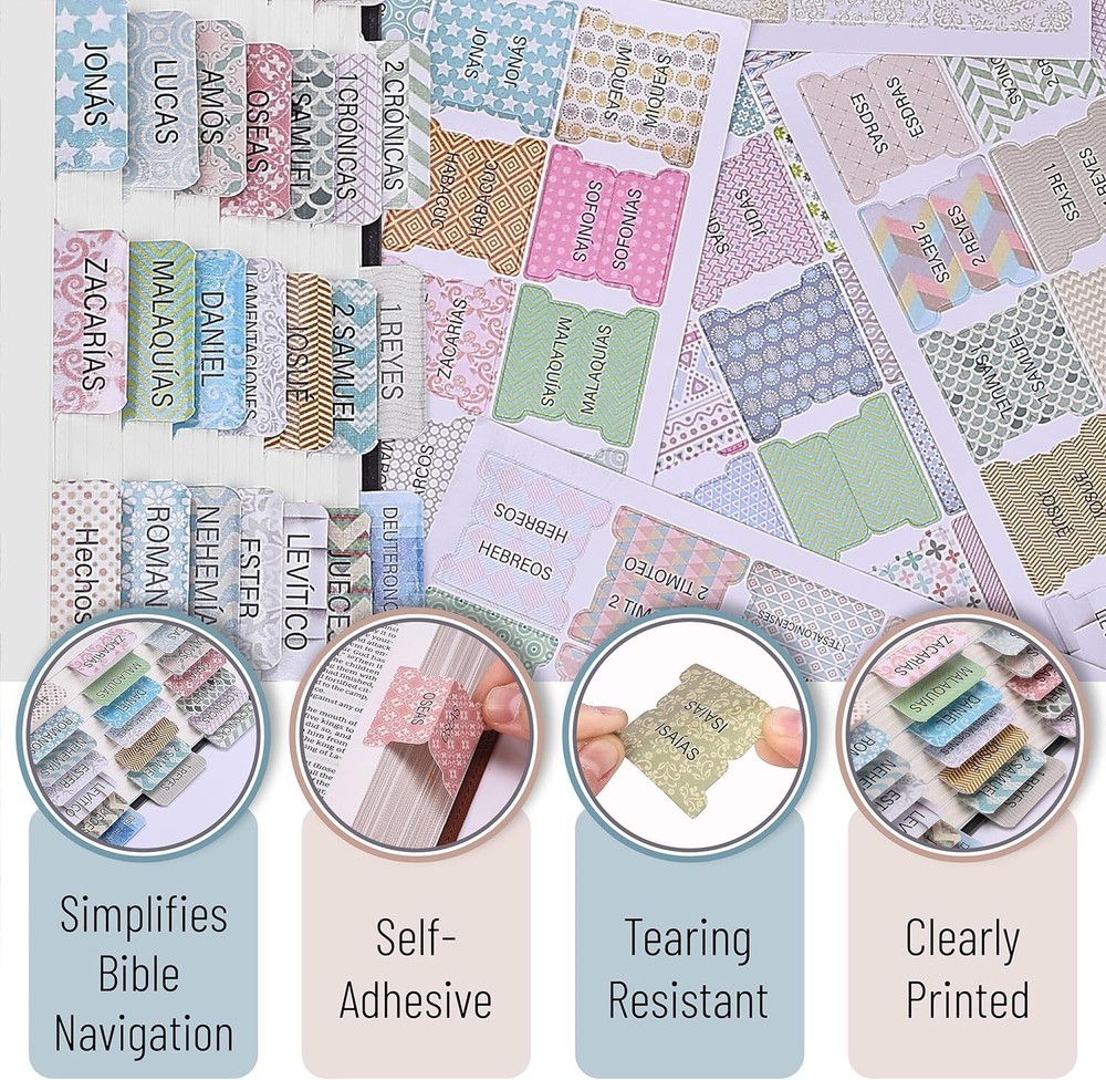 Mr. Pen- Spanish Bible Tabs, 75 Laminated Tabs for Pastel