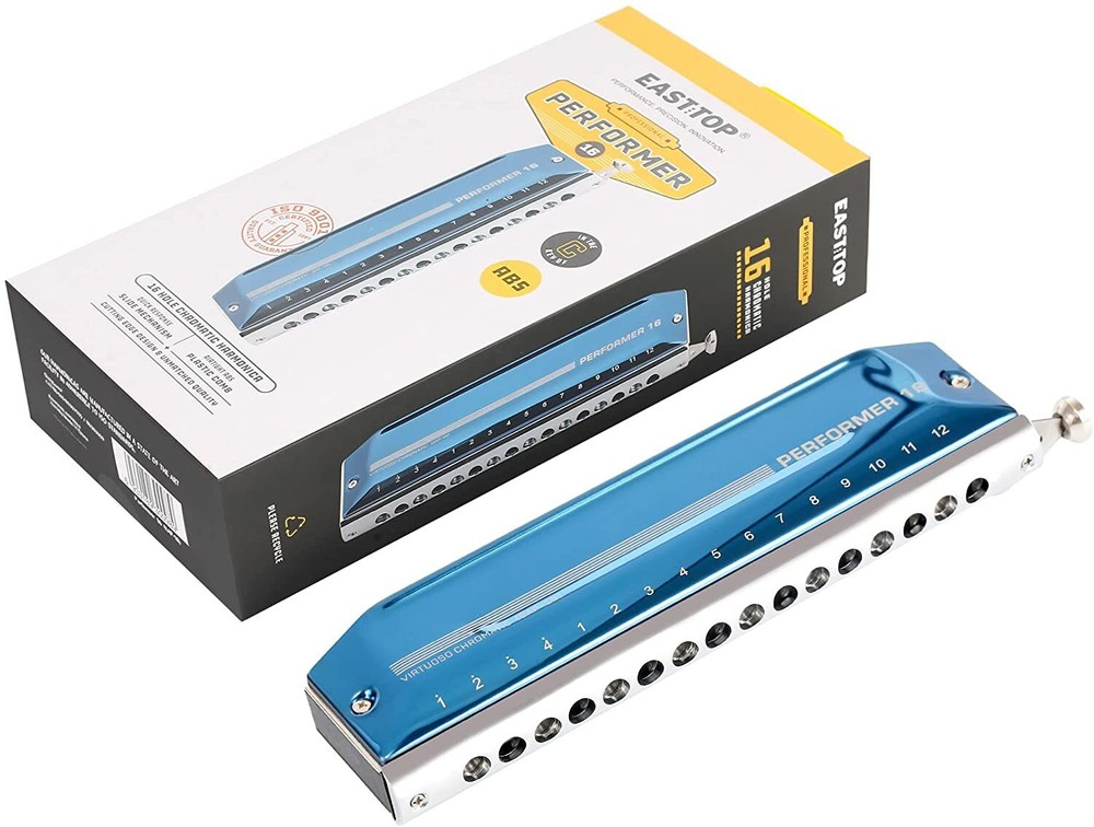 EASTTOP 16Hole 64Tone Chromatic Harmonica Key C Mouth Organ Advanced Harmonica