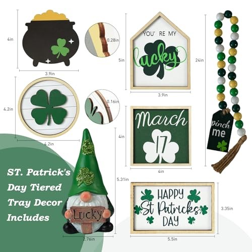 St. Patrick's Day Decorations | 7PCS St. Patrick's Day Tiered Tray Decor |