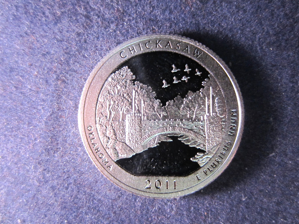 2011-S CHICKASAW Silver Quarter Deep Cameo Mirror Proof Upper Grading Ranges
