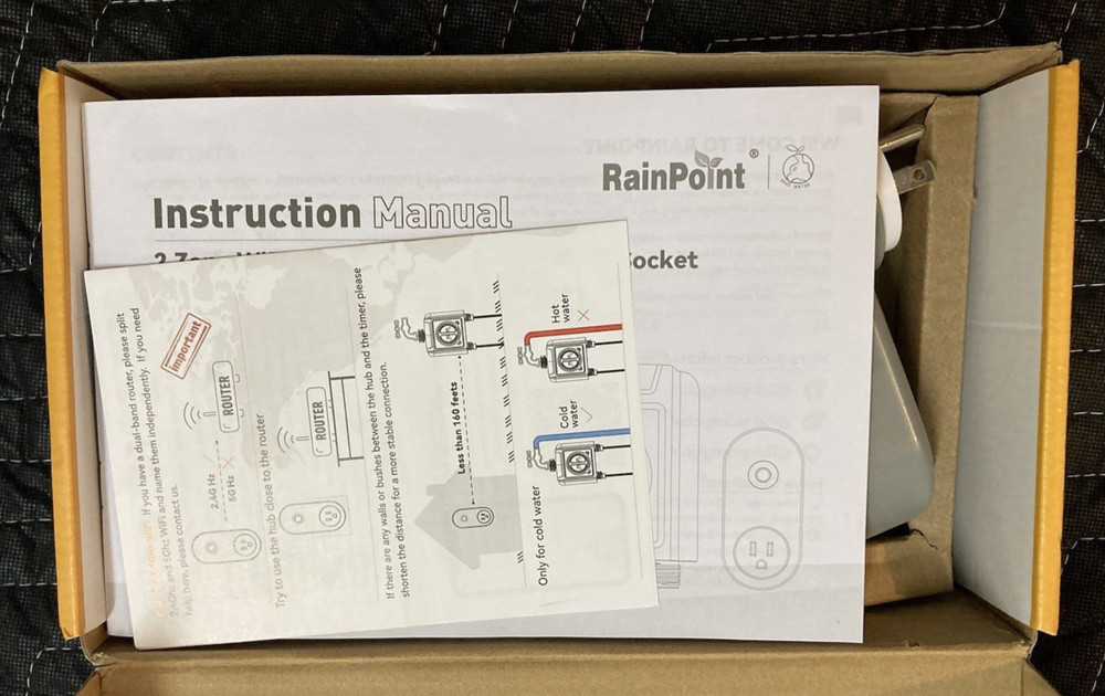 Rainpoint 2-Zone Wifi Irrigation Water Timer w/Smart Hose Timer-Hub Plug