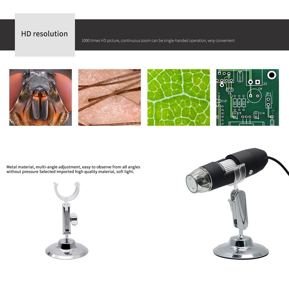 3 in Portable Microscope Inspection Usb Lighted Magnifier Eyeglasses