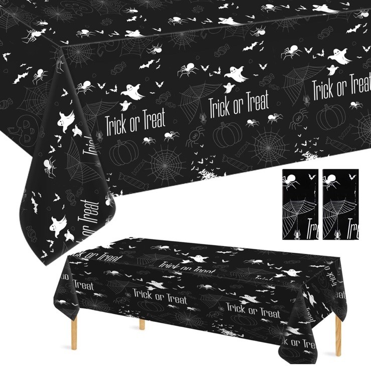 2 Pack Halloween Plastic Tablecloth  Bats Ghosts Trick Or Treat
