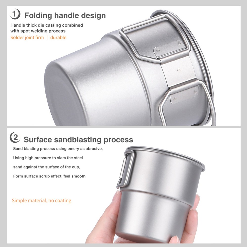 Stackable Coffee Mugs Titanium Camping Cups 300ml Foldable Handle Outdoor Y ZPKI